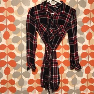 Ever eve plaid flannel long sleeve T-shirt dress